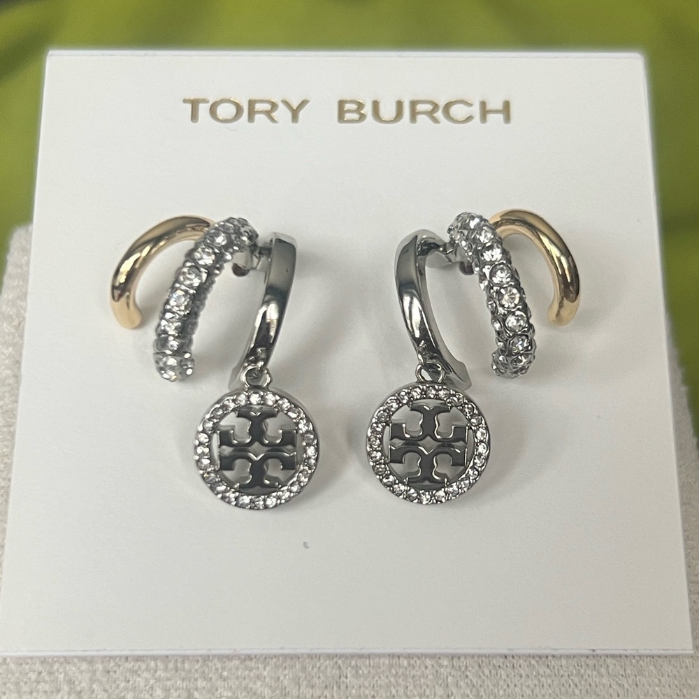 Tory Burch Icon PAVÉ Triple Hoop Earrings